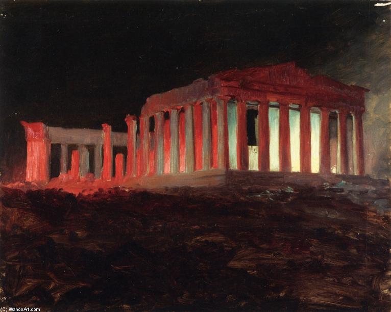 Parthenon, Athens, From The Northwest (illuminated Night View) — Frederic Edwin Church
