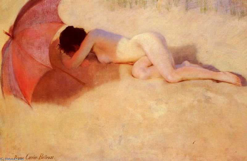 Nu Sous Un Parasol — Albert Ernest Carrier Belleuse