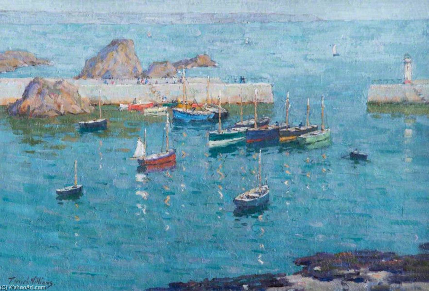 Boats In Harbour, Mevagissey — Terrick John Williams