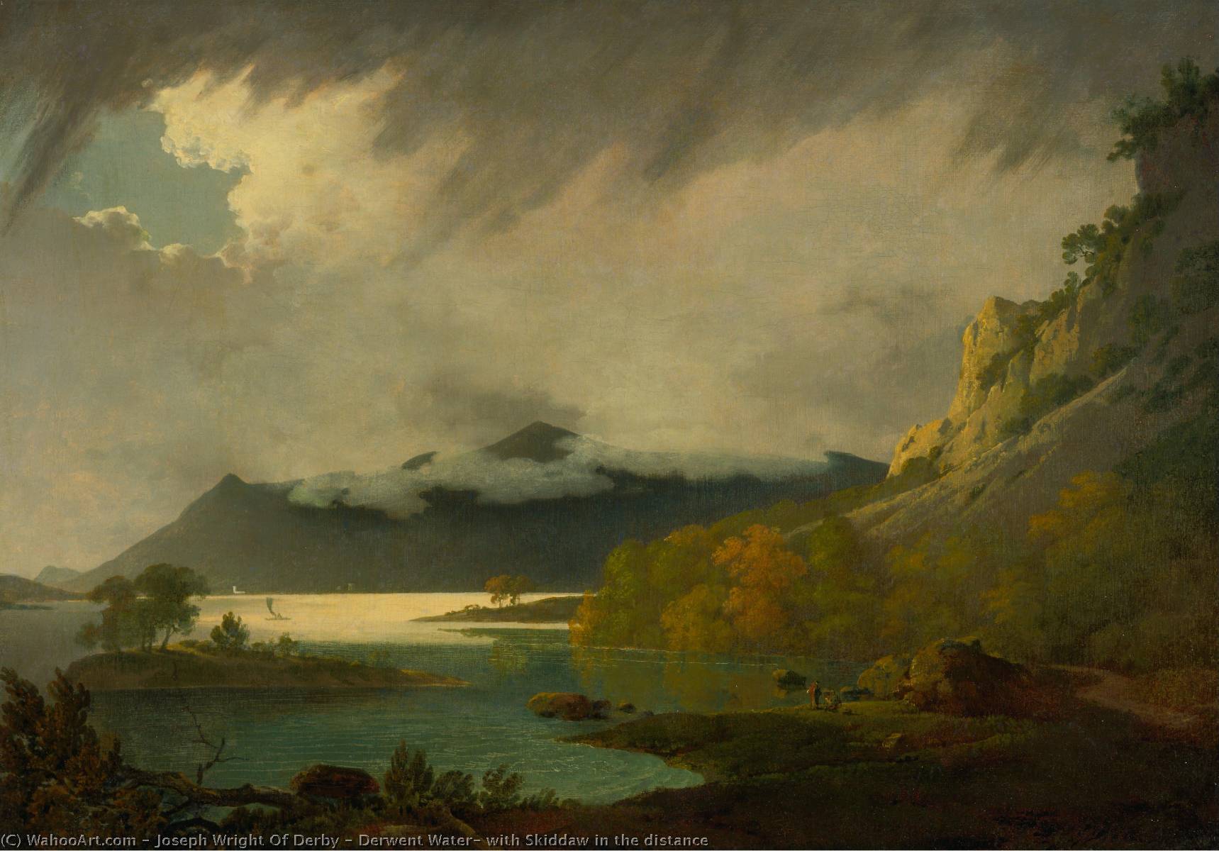 Derwent Water, With Skiddaw In The Distance — Joseph Wright Von Derby