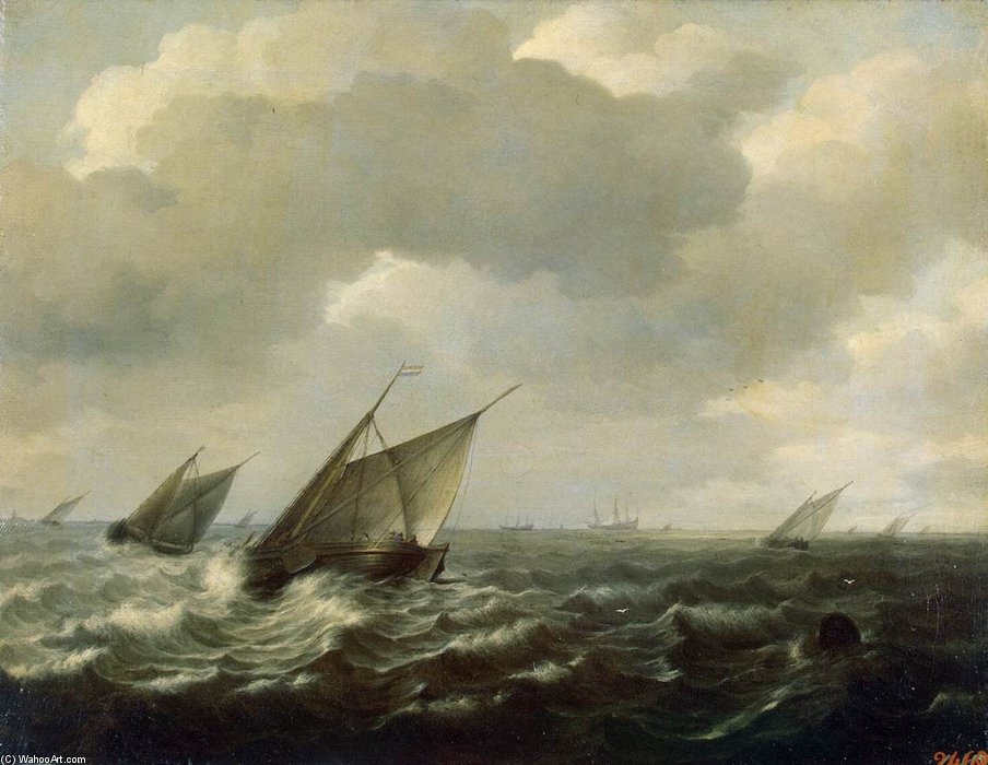 Sailing Vessels In A Strong Wind — Hendrick Maertensz Sorgh