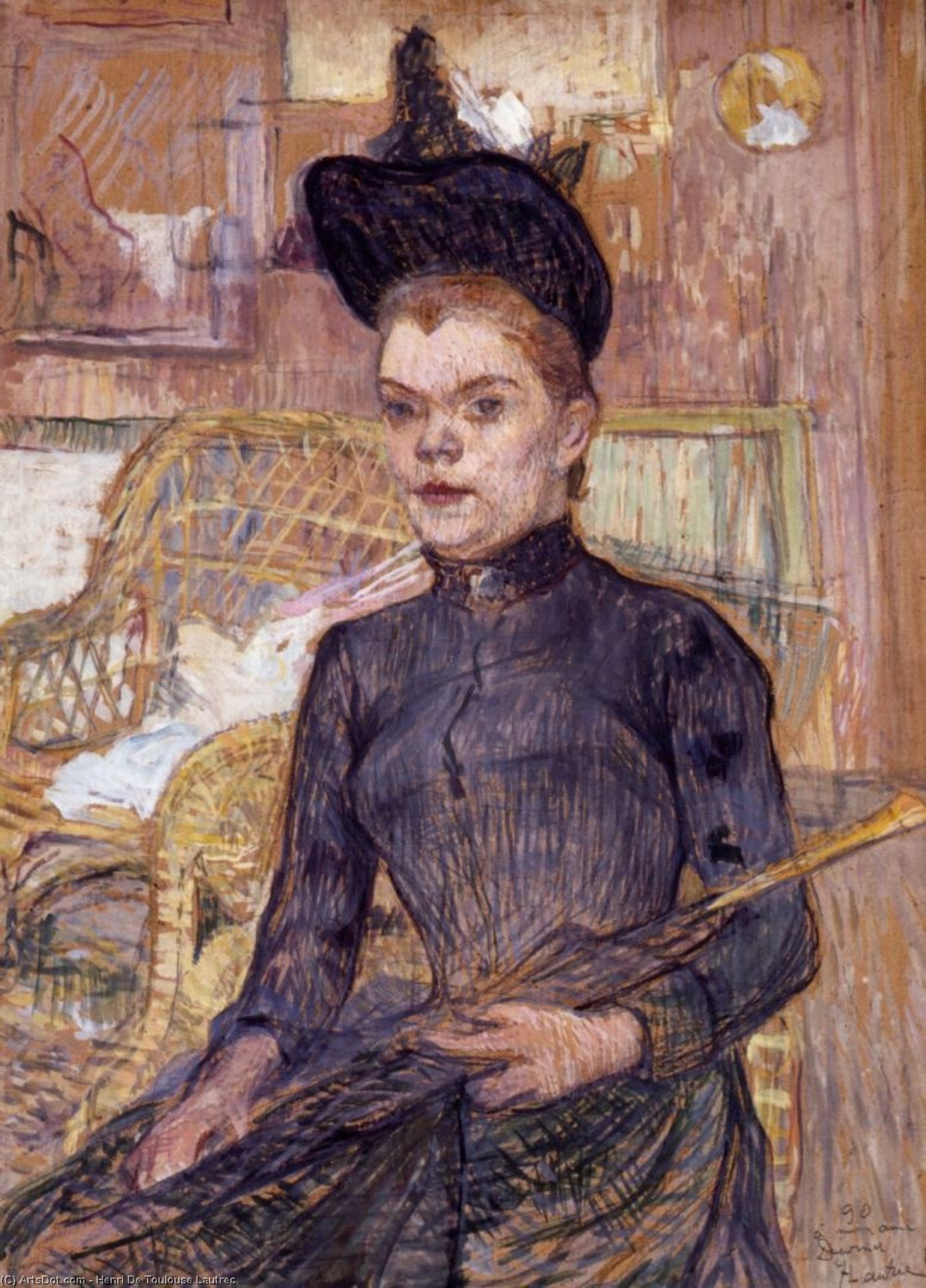 Woman In A Black Hat, Berthe La Sourde — Henri De Toulouse-lautrec