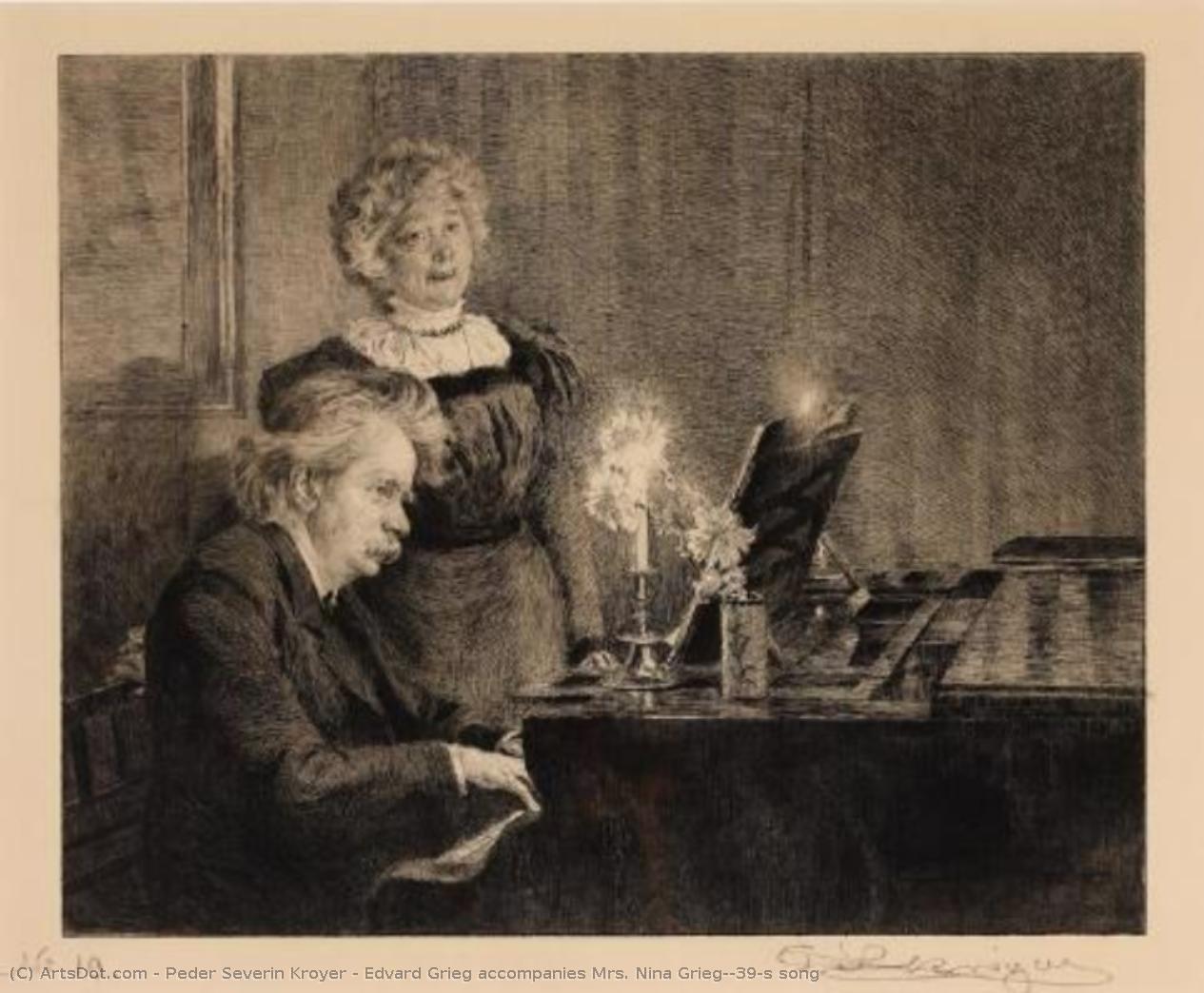 Edvard Grieg Accompanies Mrs. Nina Grieg's Song — Peder Severin Kroyer
