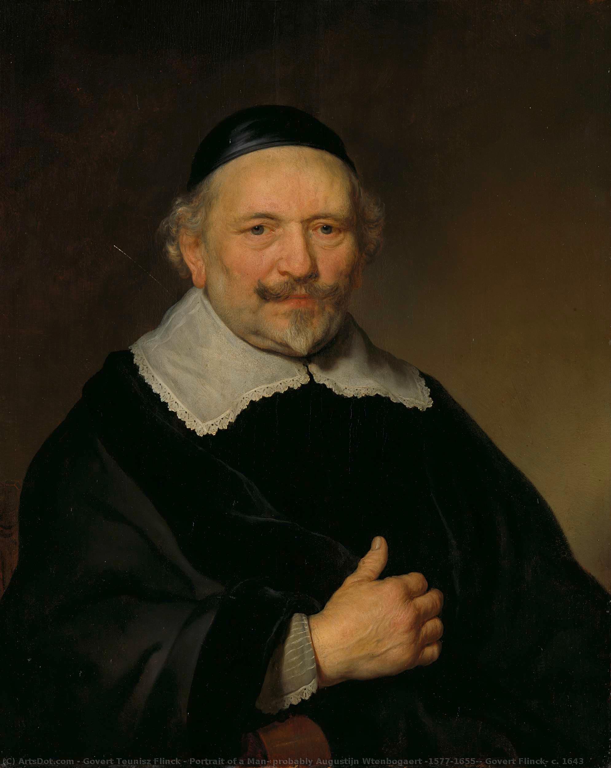 Portrait Of A Man, Probably Augustijn Wtenbogaert (1577-1655), Govert Flinck, C. 1643 — Govert Teunisz Flinck