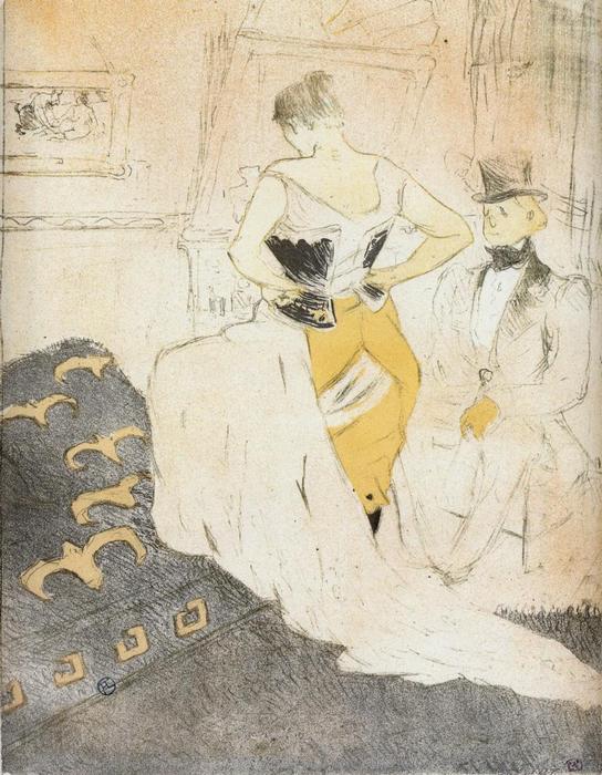 Elles.. Woman Fastening A Corset, Passing Conquest — Henri De Toulouse-lautrec