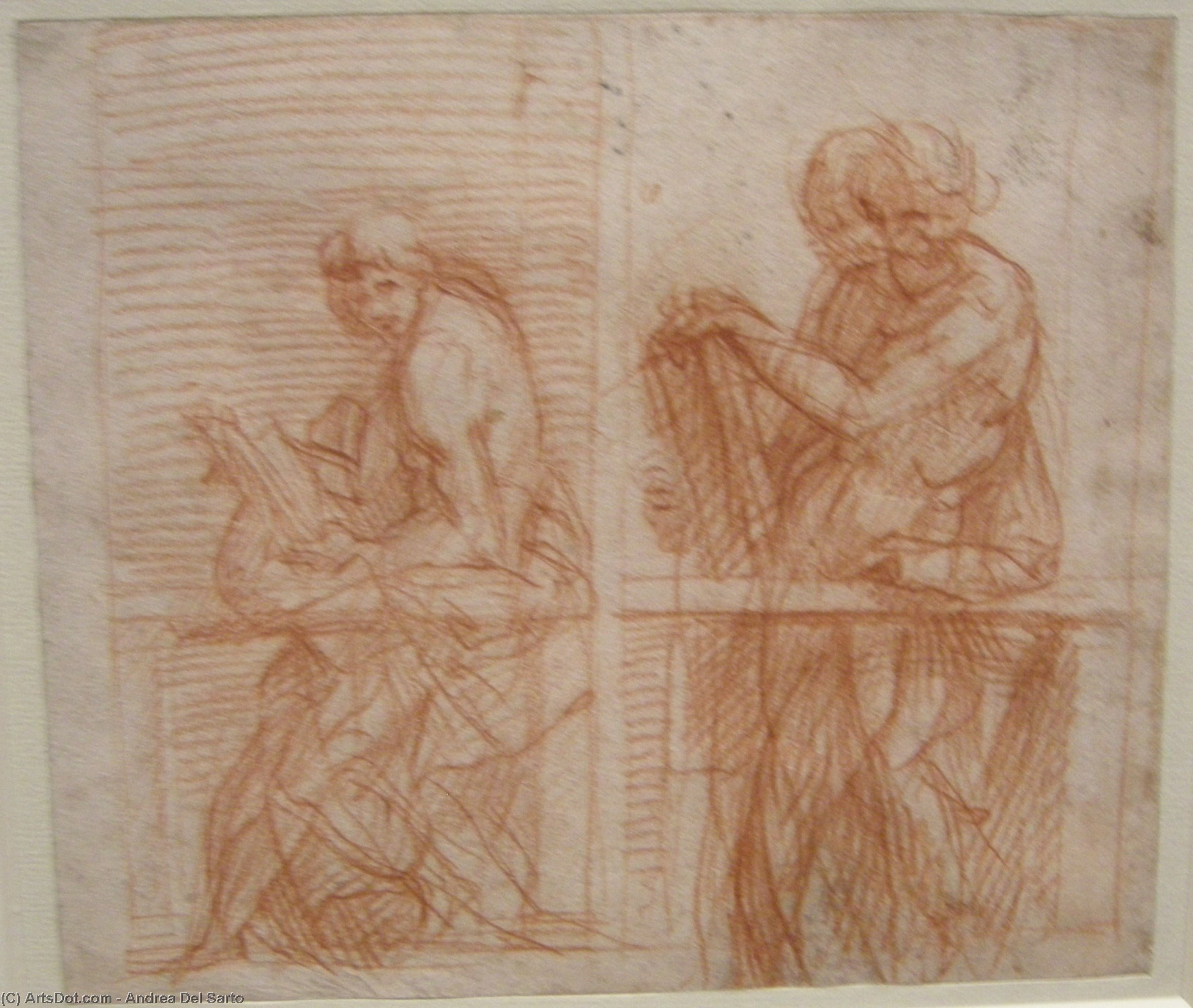Study Of The Figures Behind A Balustrade — Andrea Del Sarto