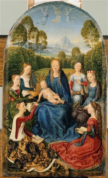 La Vierge Et L'enfant Entourés De Saintes — ハンス・メムリンク