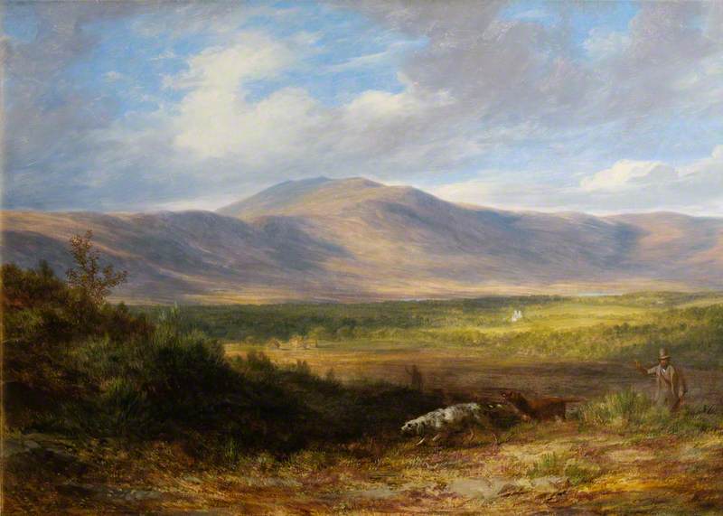 Moorland Landscape With Sportsman And Setter — James Giles