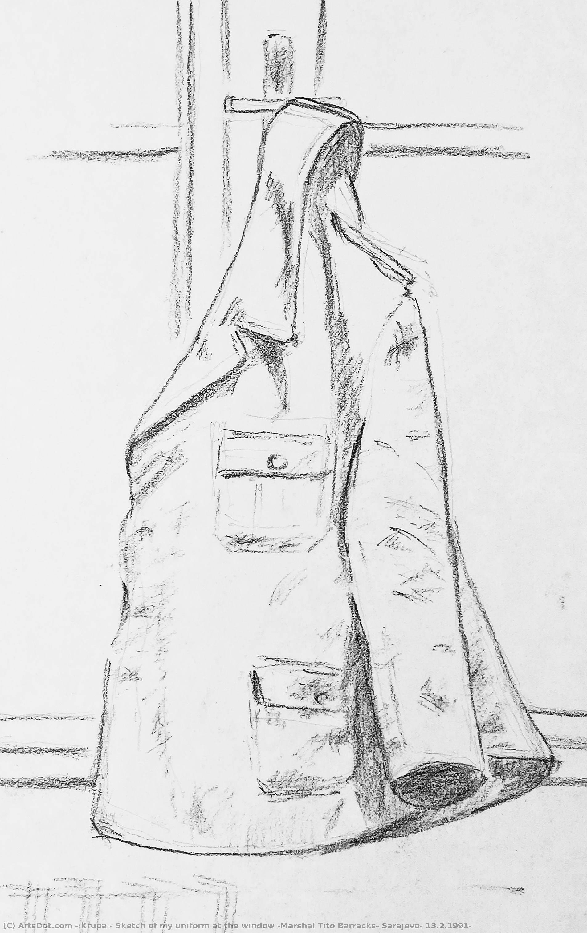 Sketch Of My Uniform At The Window (marshal Tito Barracks, Sarajevo, 13.2.1991) — Alfred Freddy Krupa