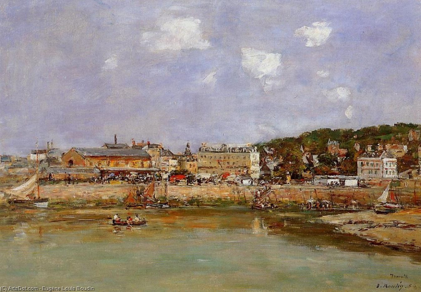 The Port Of Trouville, The Market Place And The Ferry — Eugène Louis Boudin