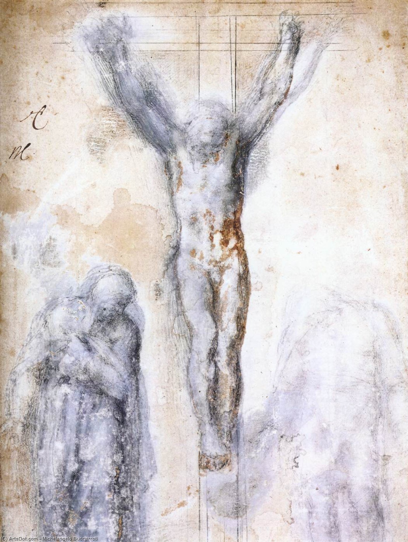 Christ Crucified Between The Virgin And St John — Michelangelo Buonarroti