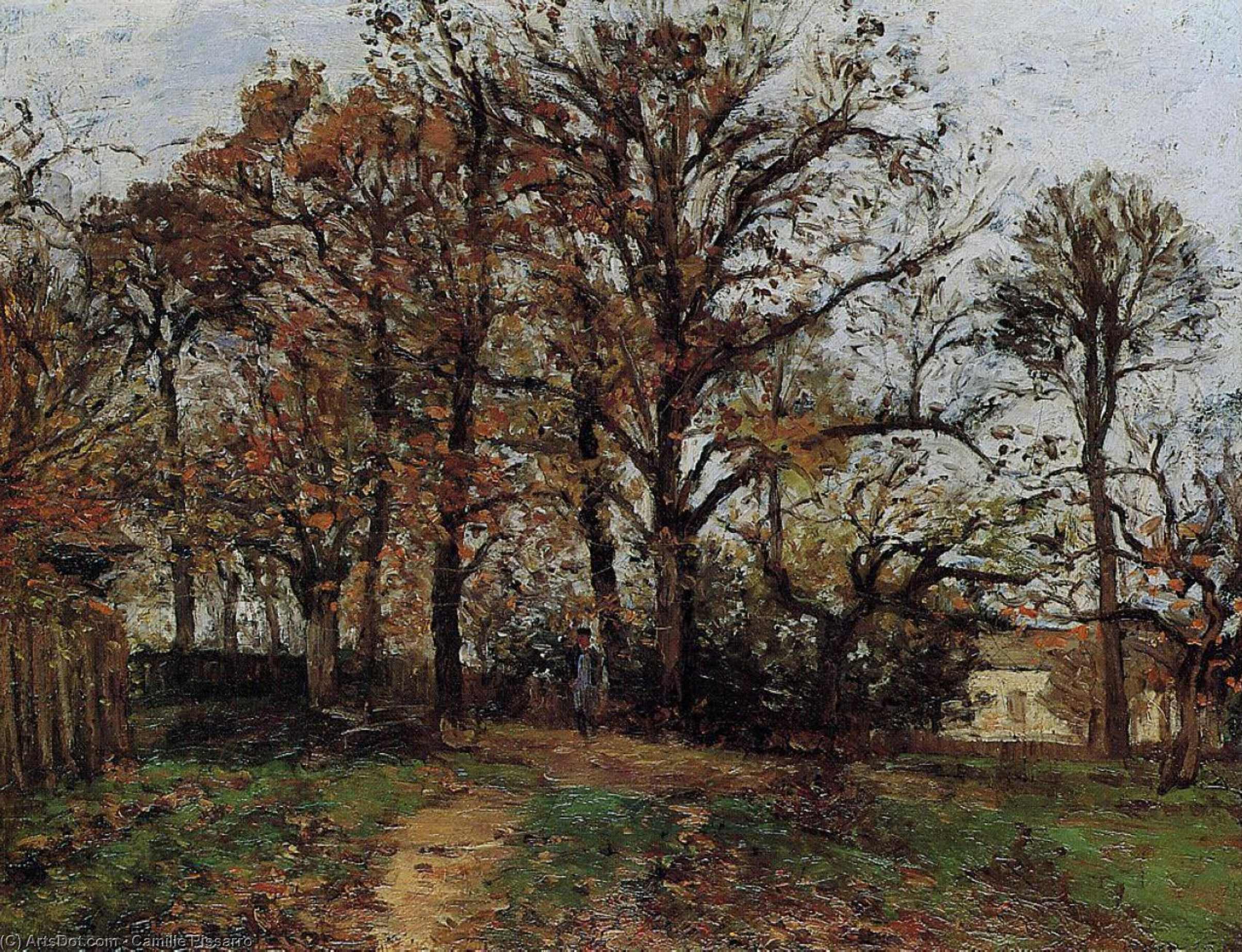 Lärchenhain Auf Einem Hügel, Herbstlandschaft In Louveciennes — Camille Pissarro