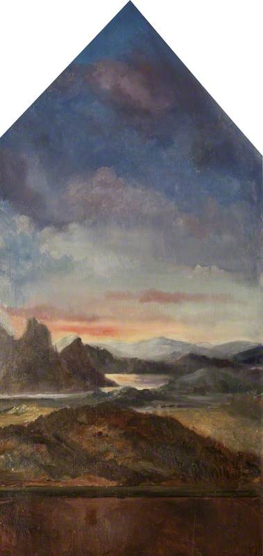 Evening Landscape With A River And Mountains (centre Panel Backdrop To A Crucifix) — Rebecca Dulcibella Orpen