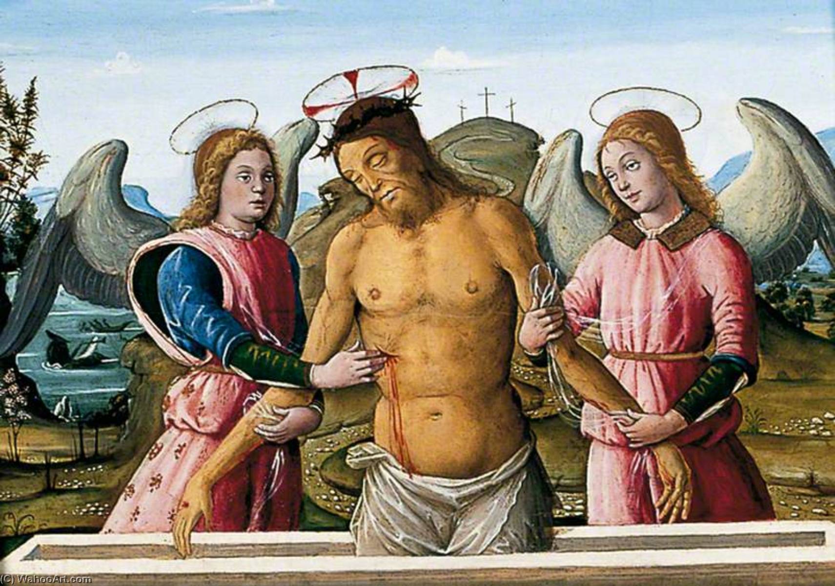 The Dead Christ Supported By Two Angels — Bernardino Fungai
