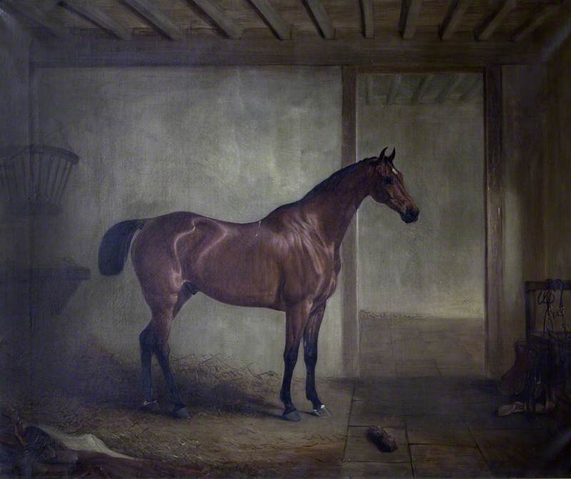 A Bay Hunter In A Stable — Sr John E Ferneley