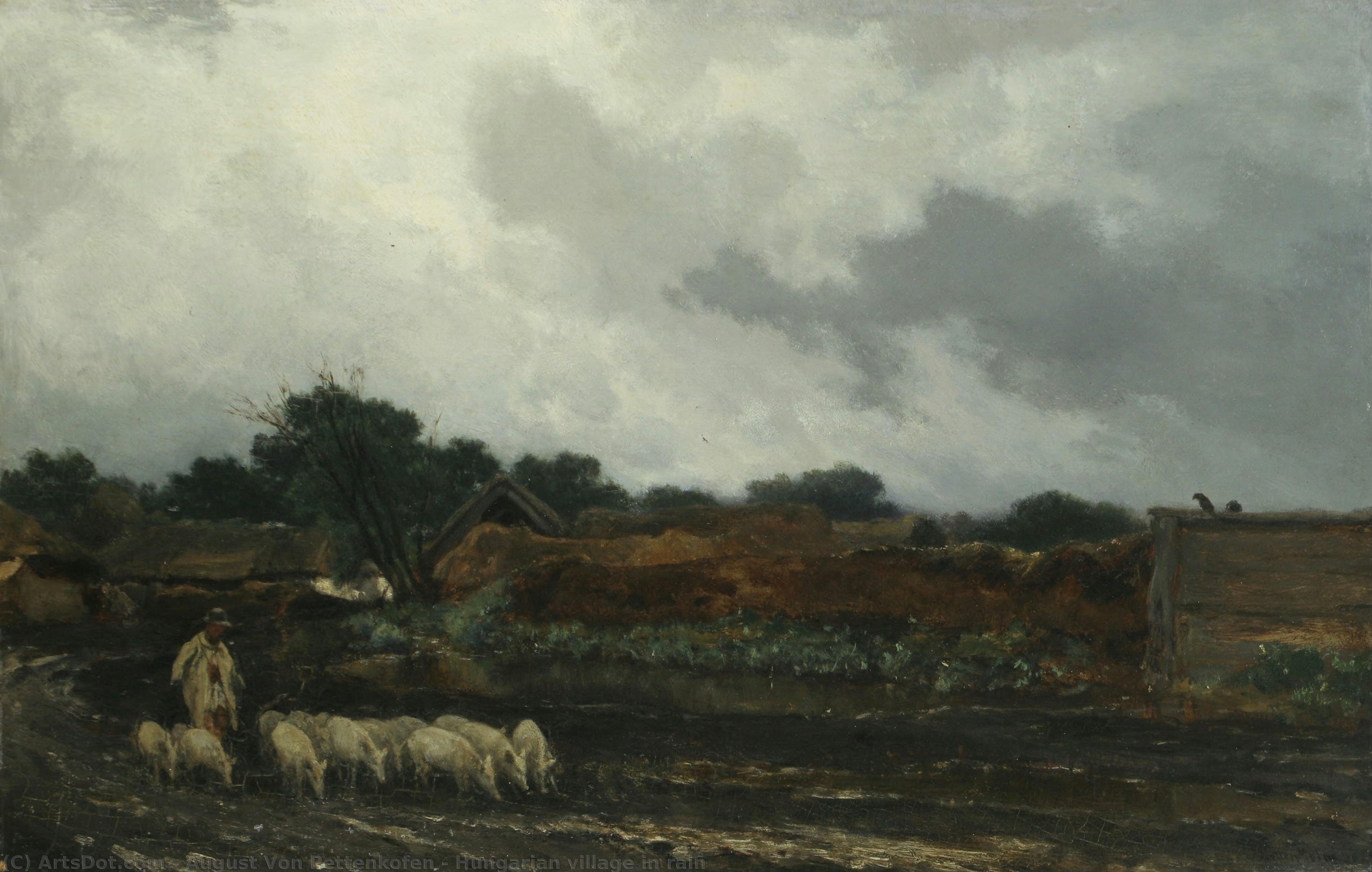 Hungarian Village In Rain — August Von Pettenkofen