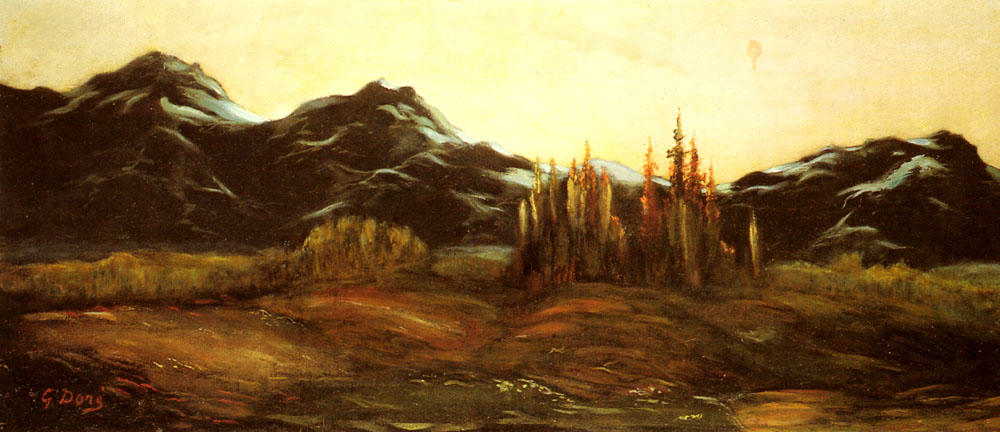 A Mountainous Landscape With A Balloon — Gustav Dore