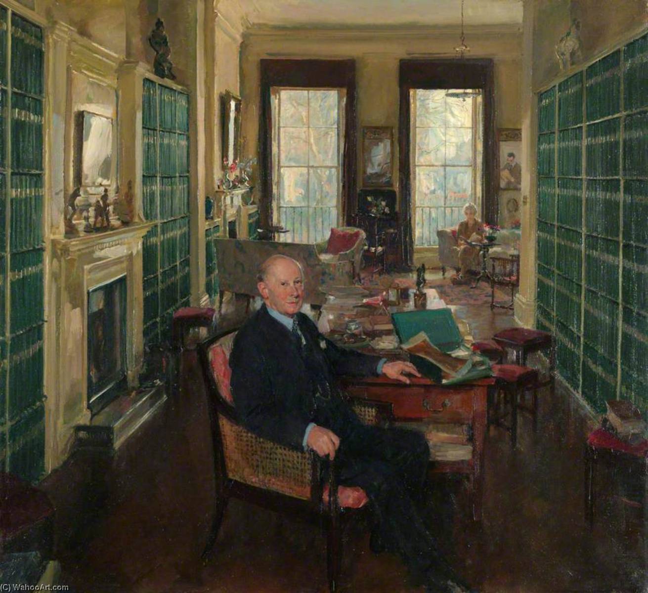 Sir Robert Witt In His Library At 32 Portman Square — Thomas Cantrell Dugdale