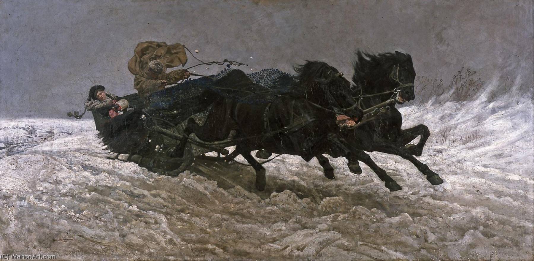 English Return From A Ball (sleigh Ride) Polski Powrót Z Balu (sanna) — Józef Chełmoński
