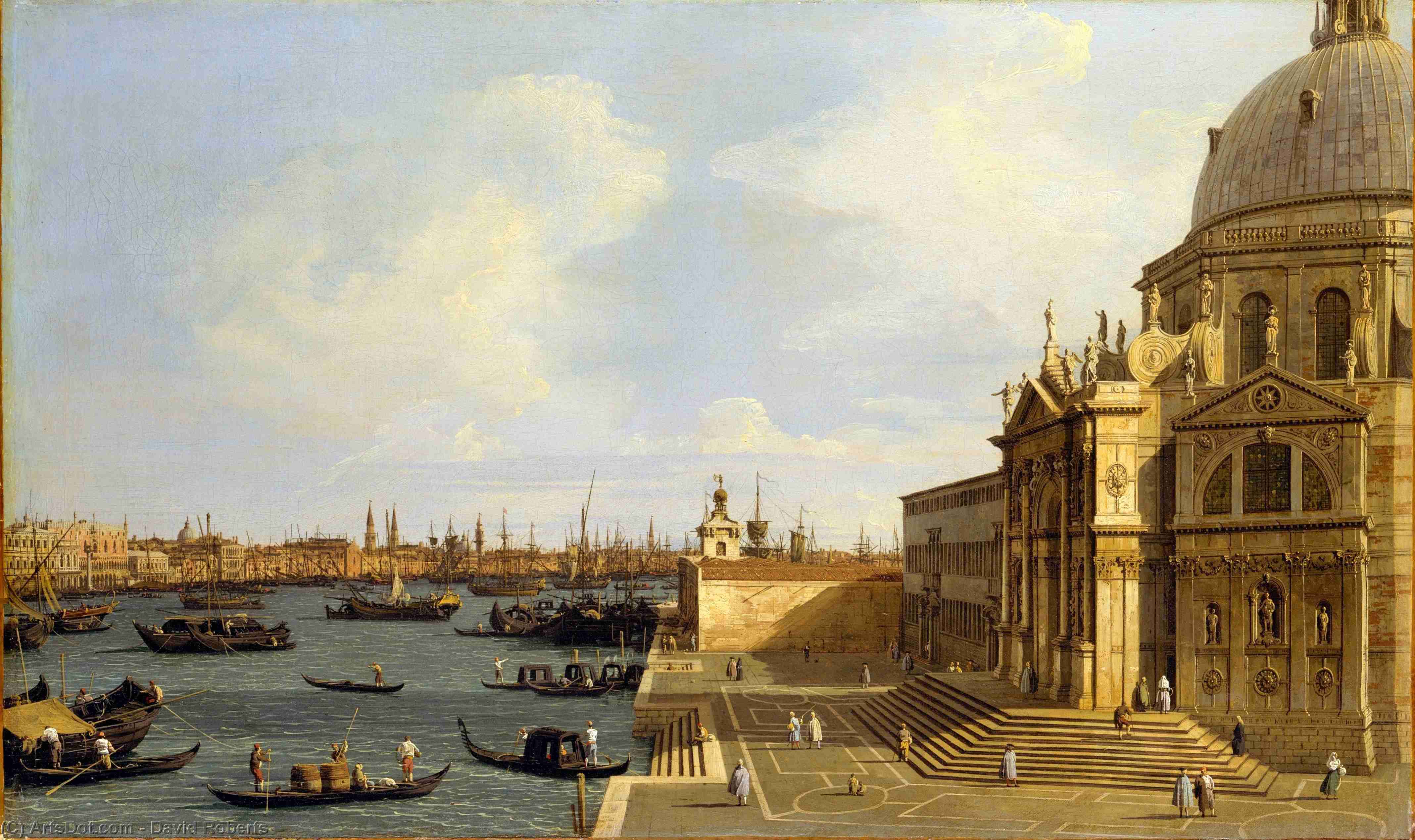 View Of The Church Of Santa Maria Della Salute, On The Grand Canal, Venice, With The Dogana Beyond — David Roberts