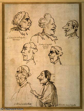Seven Caricatured Profiles Of Four Singers Of The — Pier Leone Ghezzi