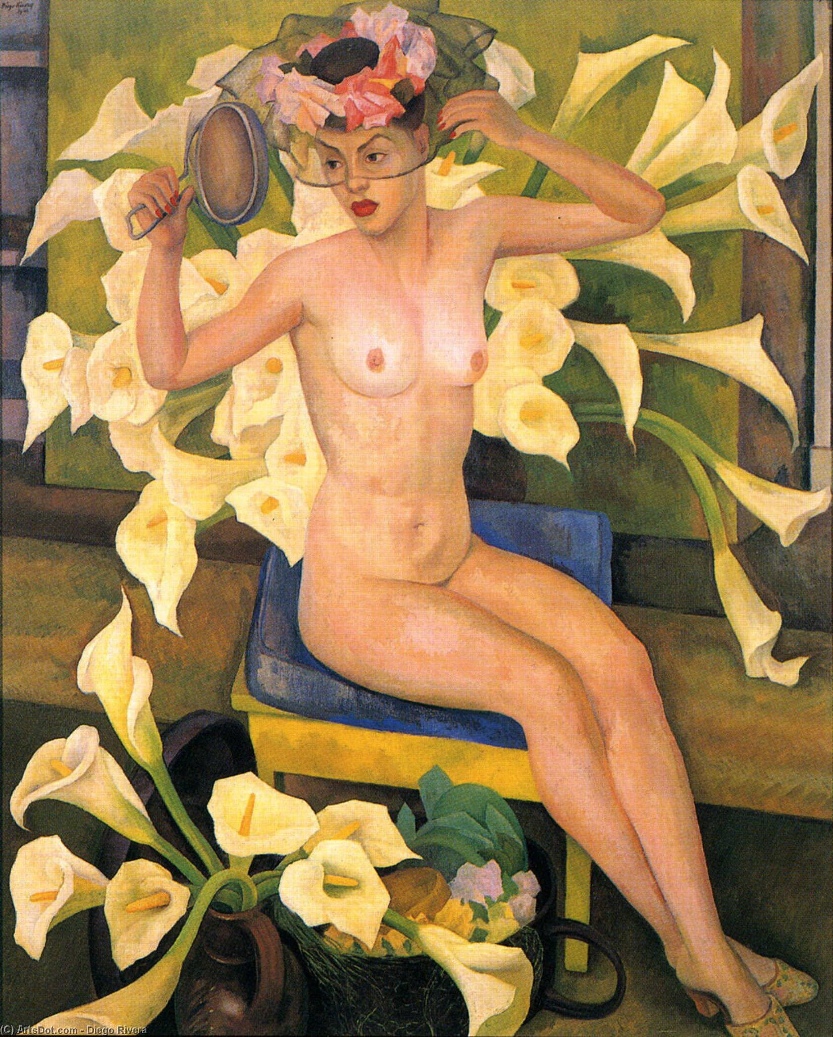Nude With Flowers (veiled Woman) — Diego Rivera