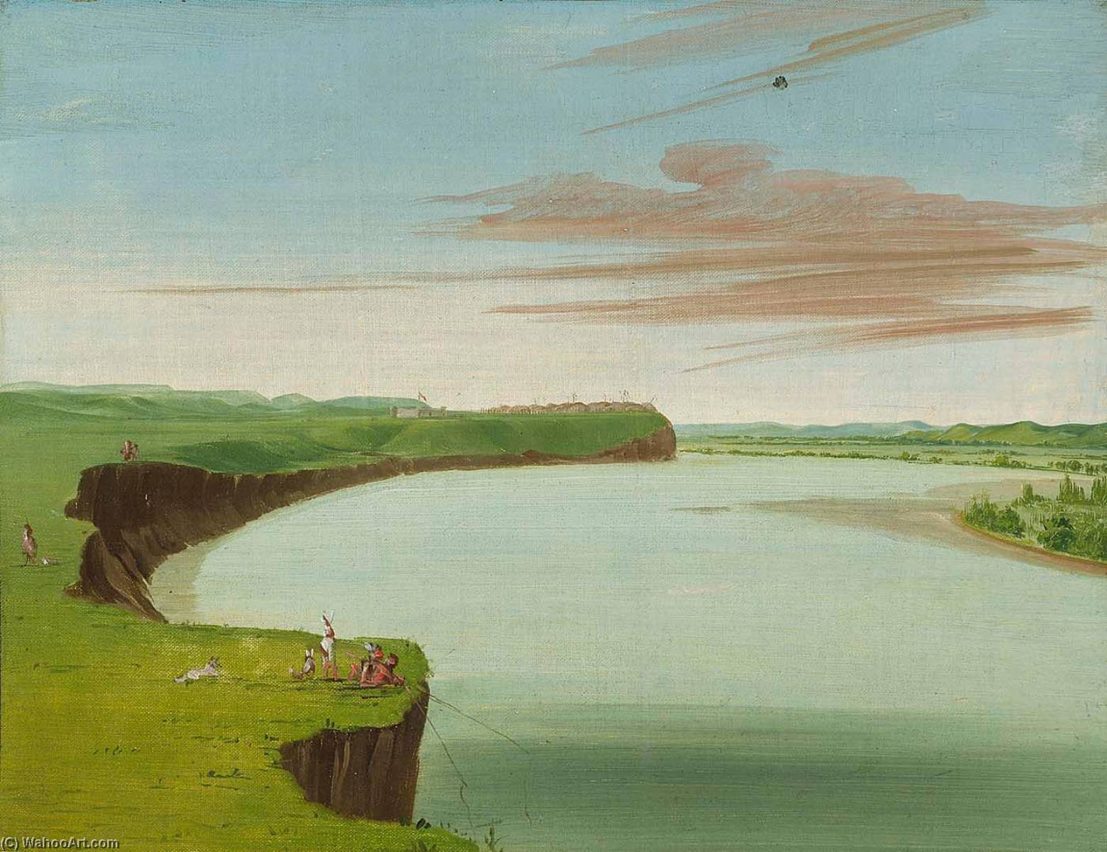 Distant View Of The Mandan Village — George Catlin
