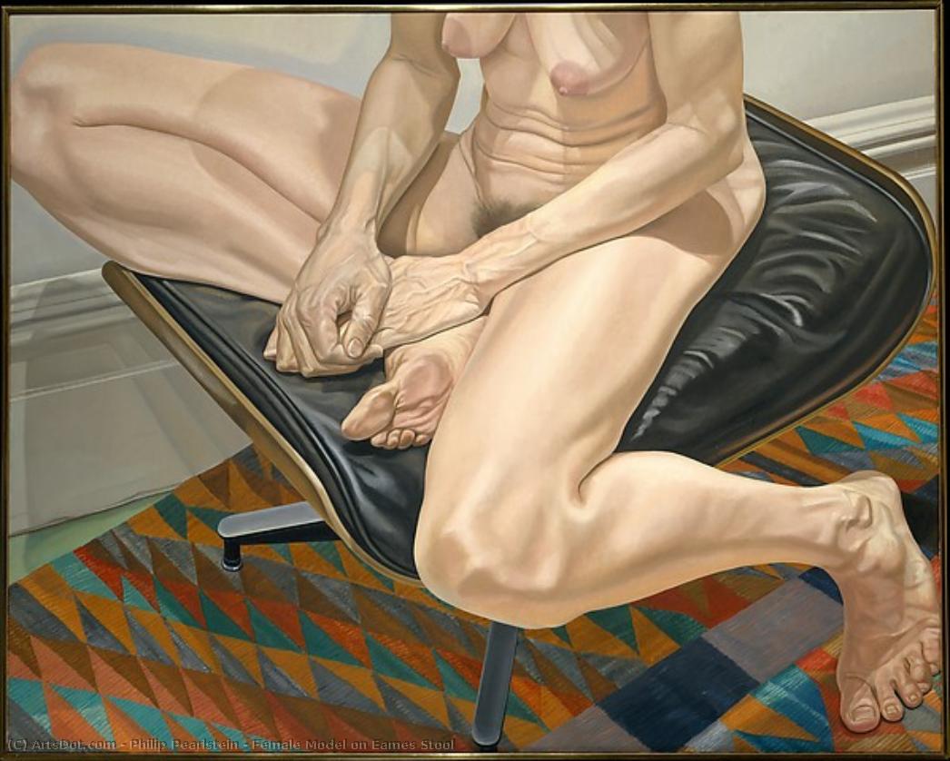 Female Model On Eames Stool — Philip Pearlstein