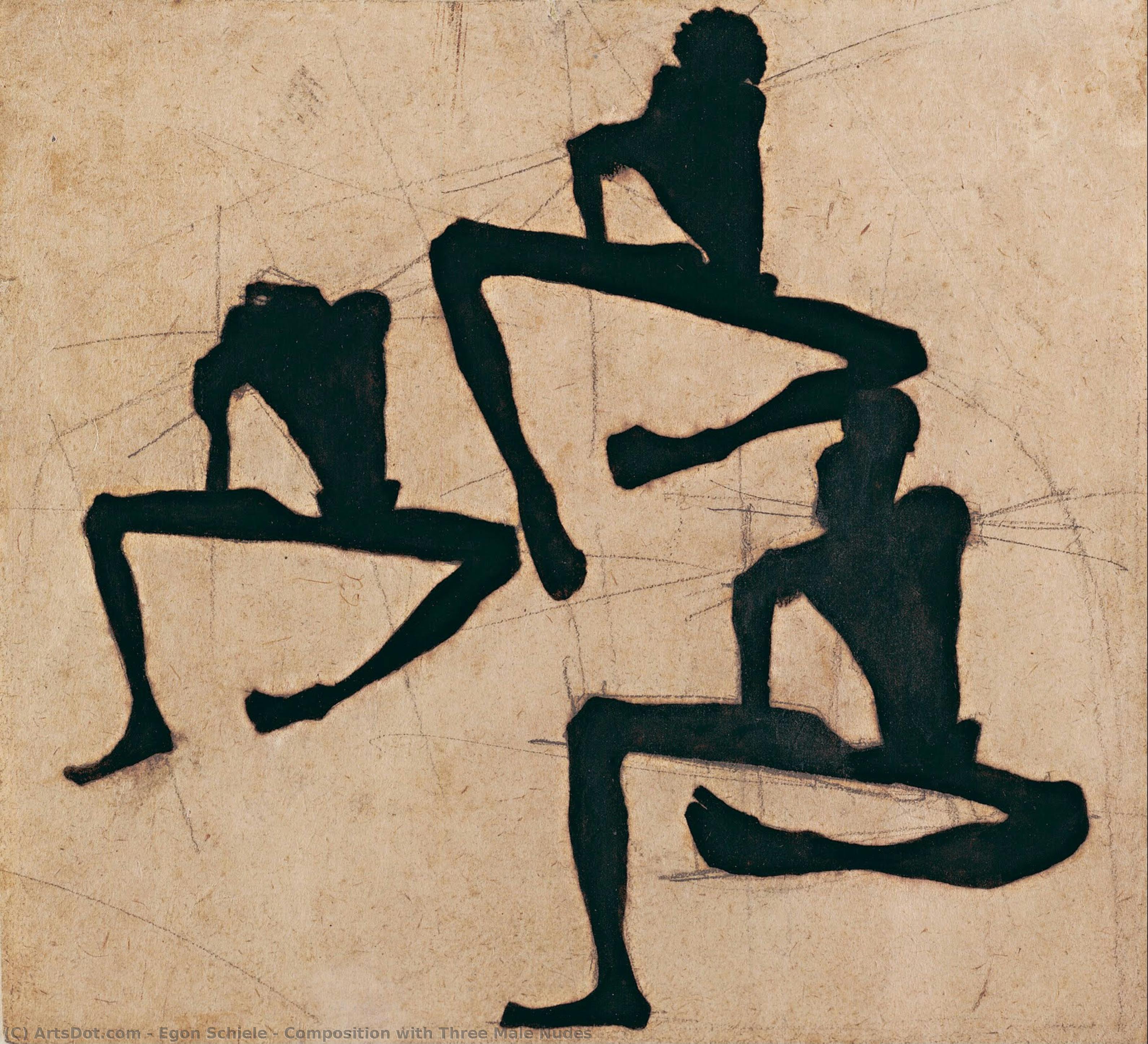 Composición Con Tres Figuras Masculinas Desnudas — Egon Schiele