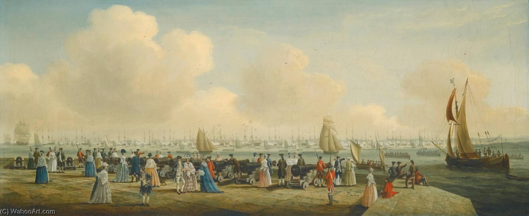King George Iii Reviewing The Fleet At Spithead, Off Portsmouth Harbour — John Cleveley The Elder