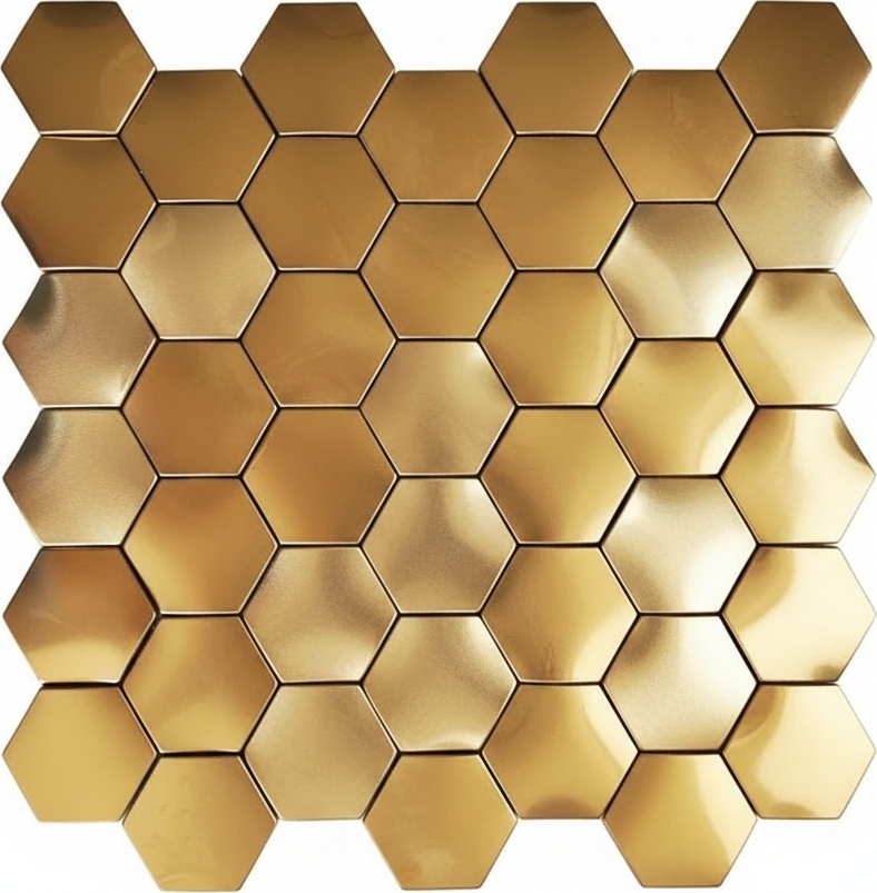Art Deco Stainless Steel Mosaic Tiles - Golden Brown Hammered Finish