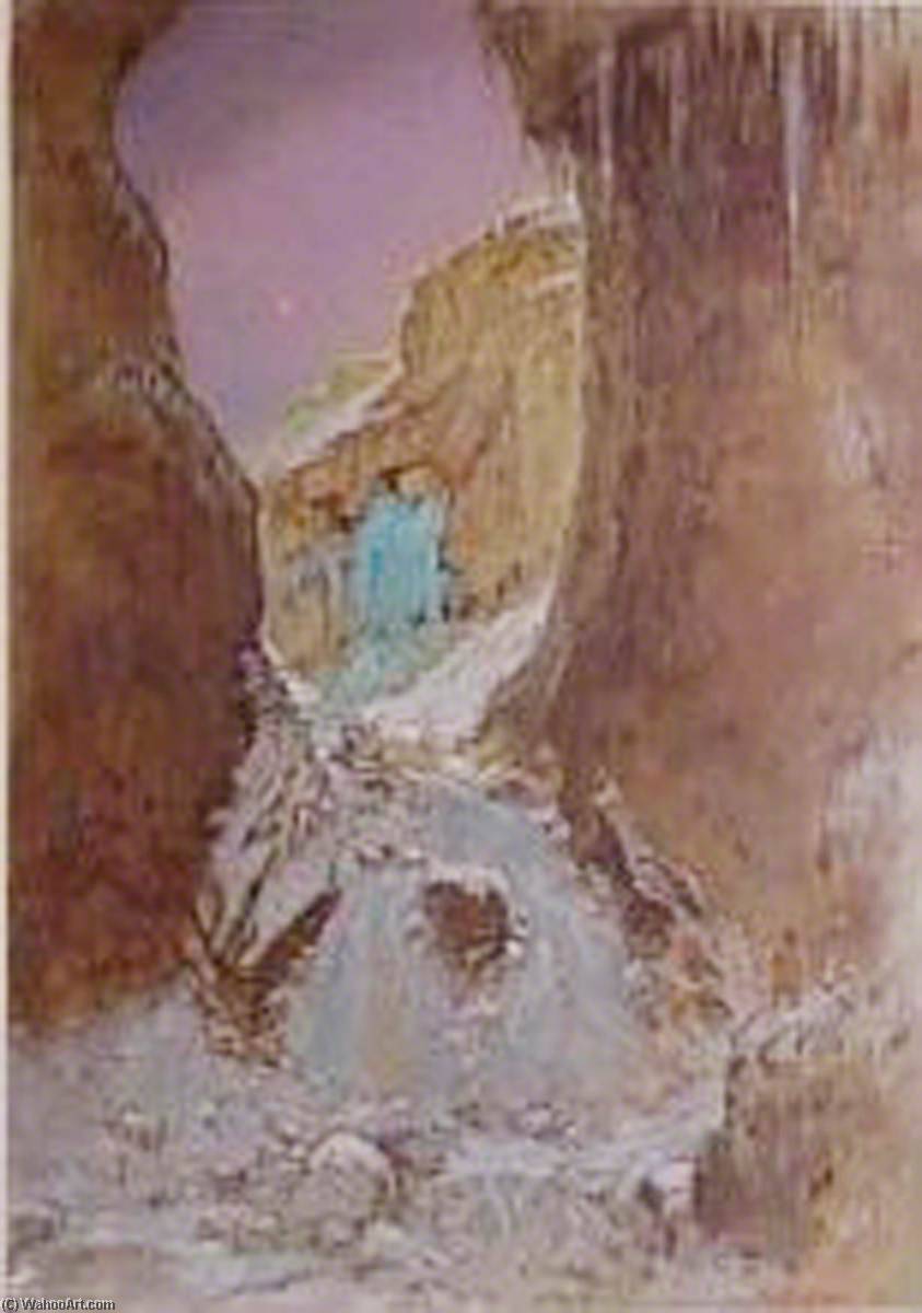 The Nymph Of Gordale Scar With Gordale Scar Waterfall Frozen — William Shackleton