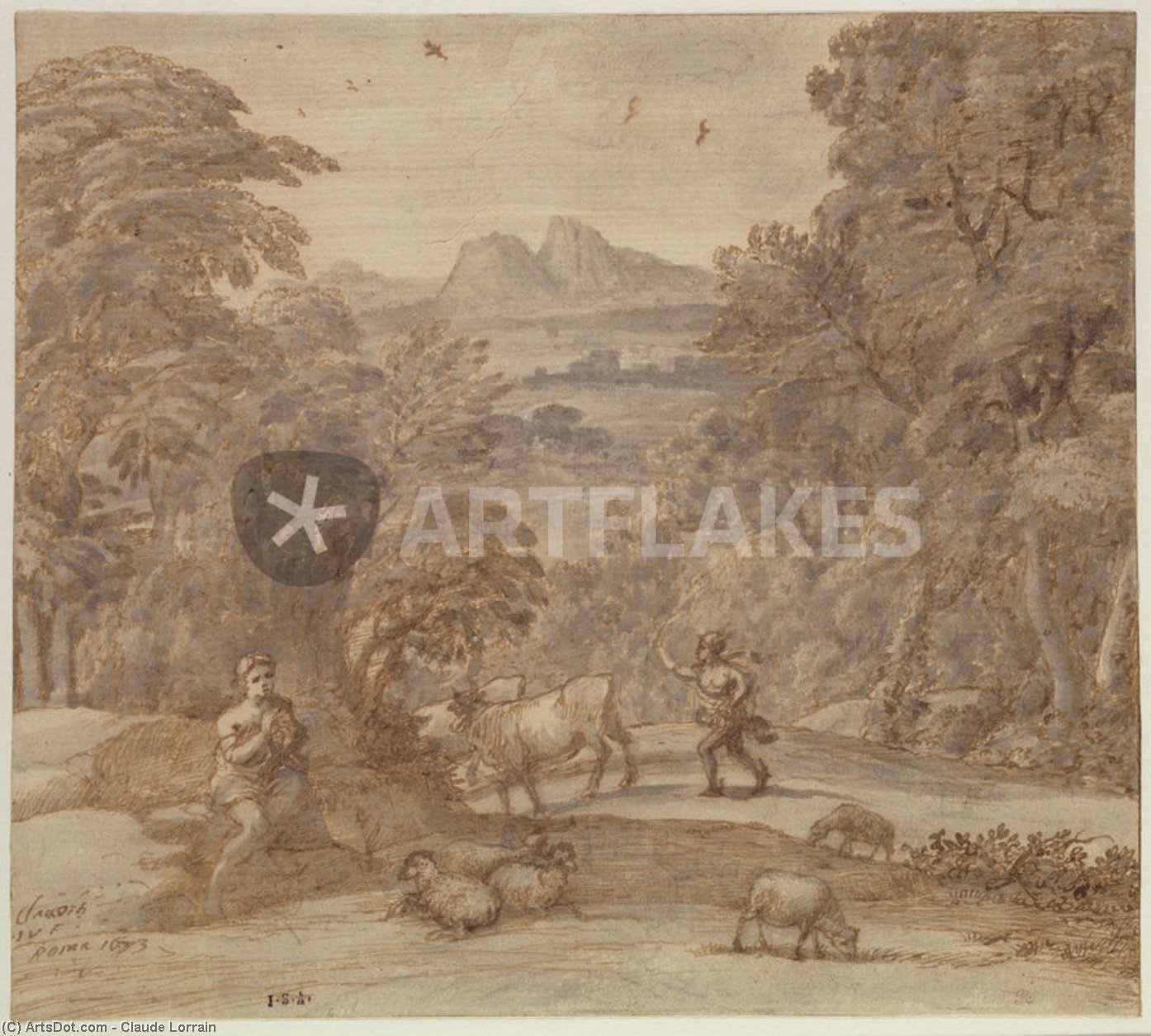 Landscape With Mercury And Apollo As A Shepherd — Claude Lorrain (claude Gellée)