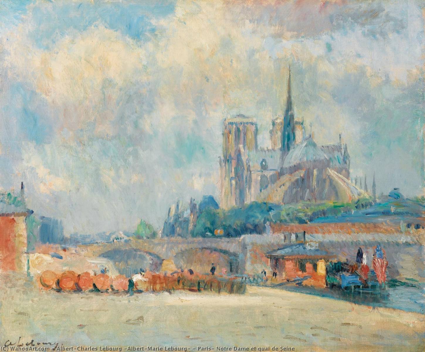 Paris, Notre Dame Et Quai De Seine — Albert-charles Lebourg