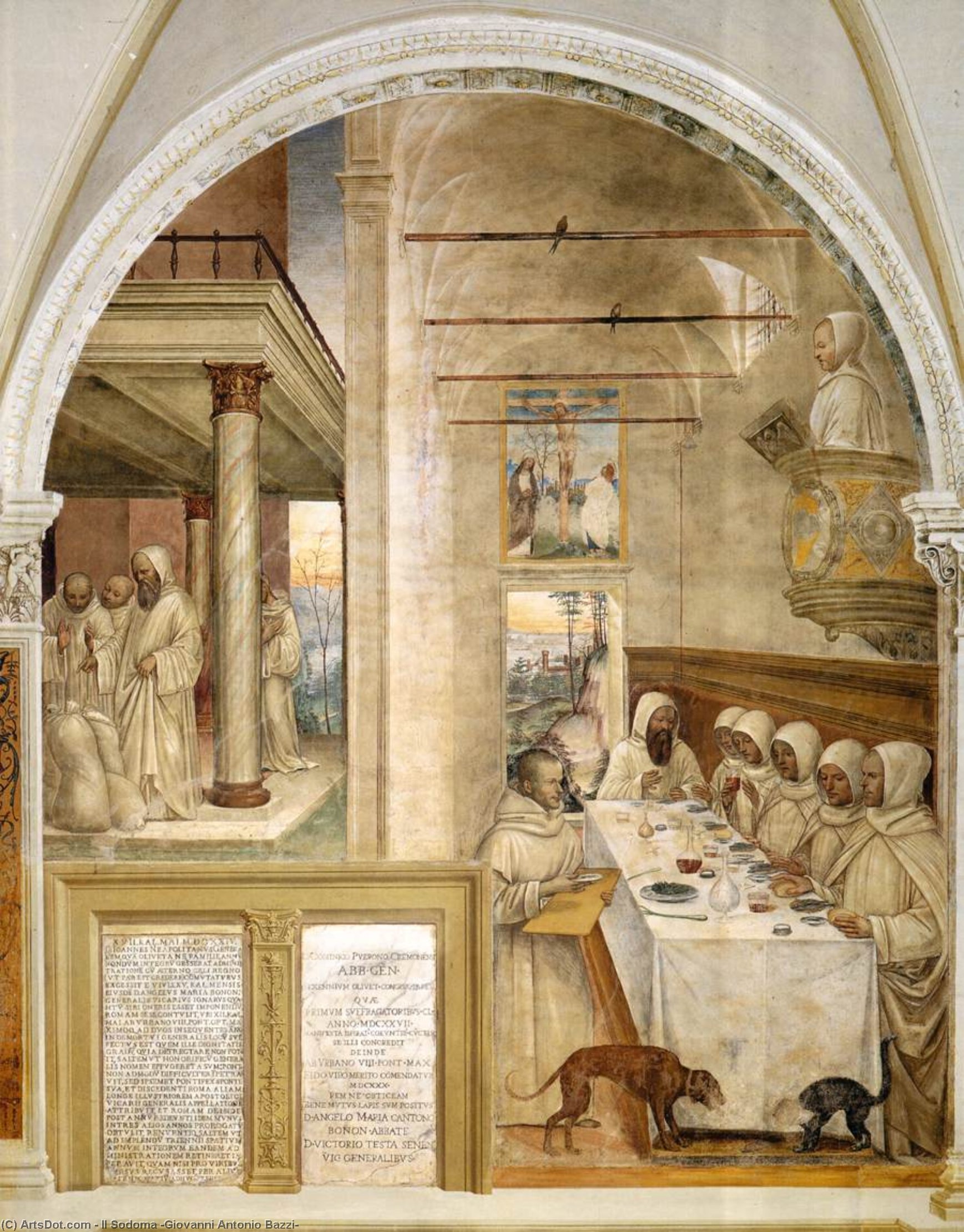 Life Of St Benedict, Scene 31: Benedict Feeds The Monk — Il Sodoma (giovanni Antonio Bazzi)