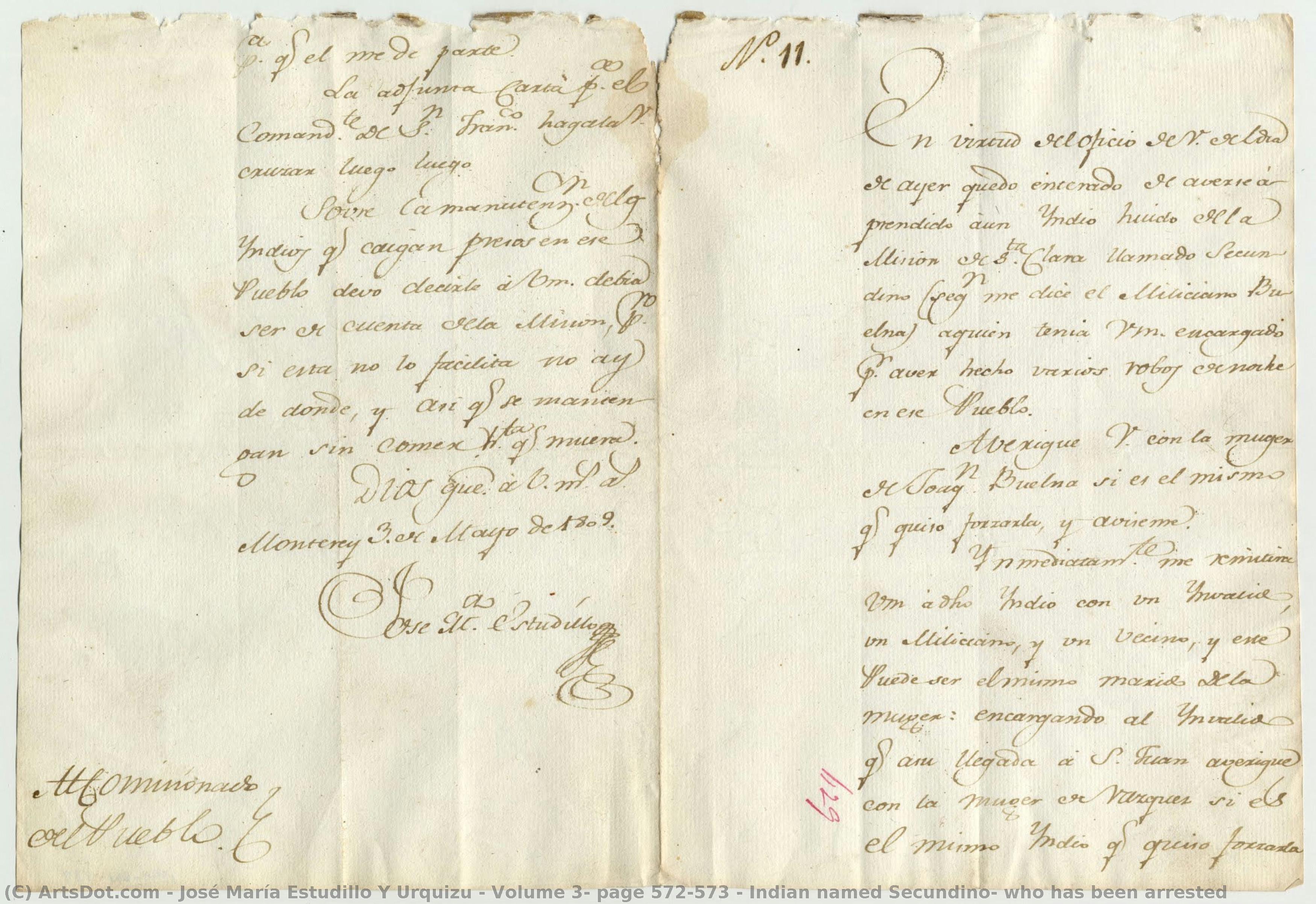 Volume 3, Page 572-573 / Indian Named Secundino, Who Has Been Arrested — Žosé Marija Estudilo I Urkizu