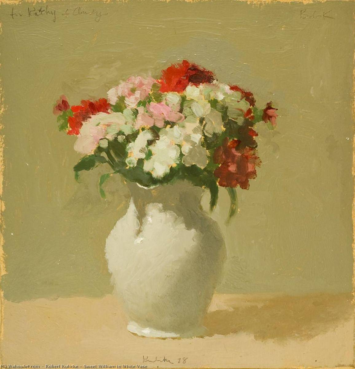 Sweet William In White Vase — Robert Kulicke