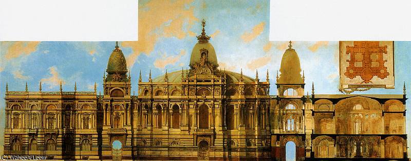 Entwurfe Fur Einen Palast Ruckseit Und Aufgeklebter Grundriss — Hans Makart