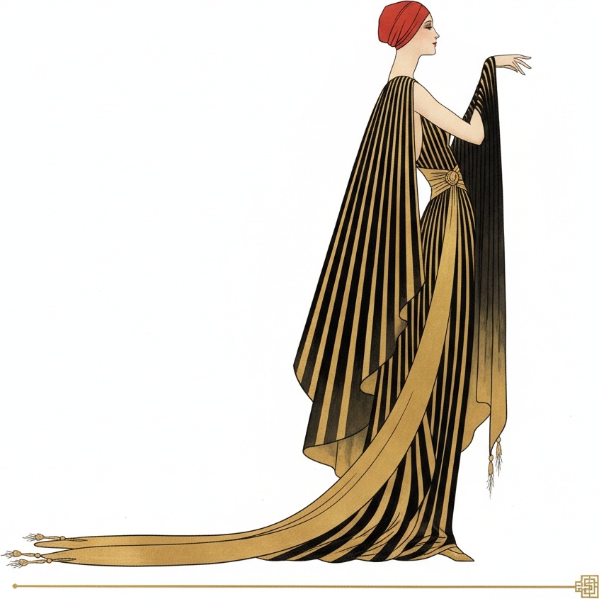 Vermilion Turban And Obsidian Pleats In Gold — Valentin Laurent De Courcey