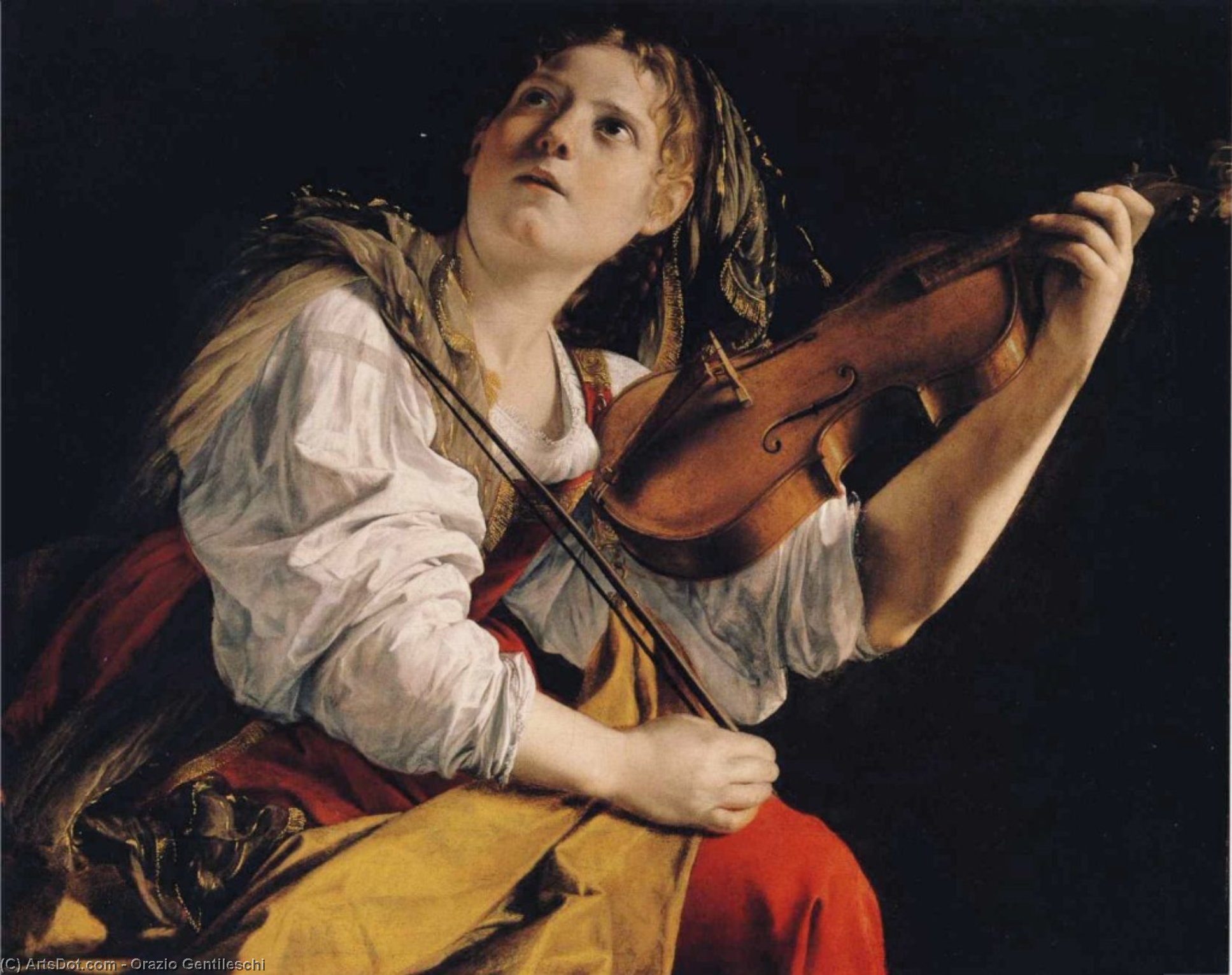 Young Woman Playing A Violin — Орацио Џентилески