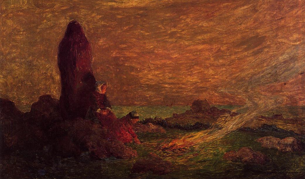 Le Croisic, Girls At The Foot Of A Standing Stone — Ferdinand Du Puigaudeau