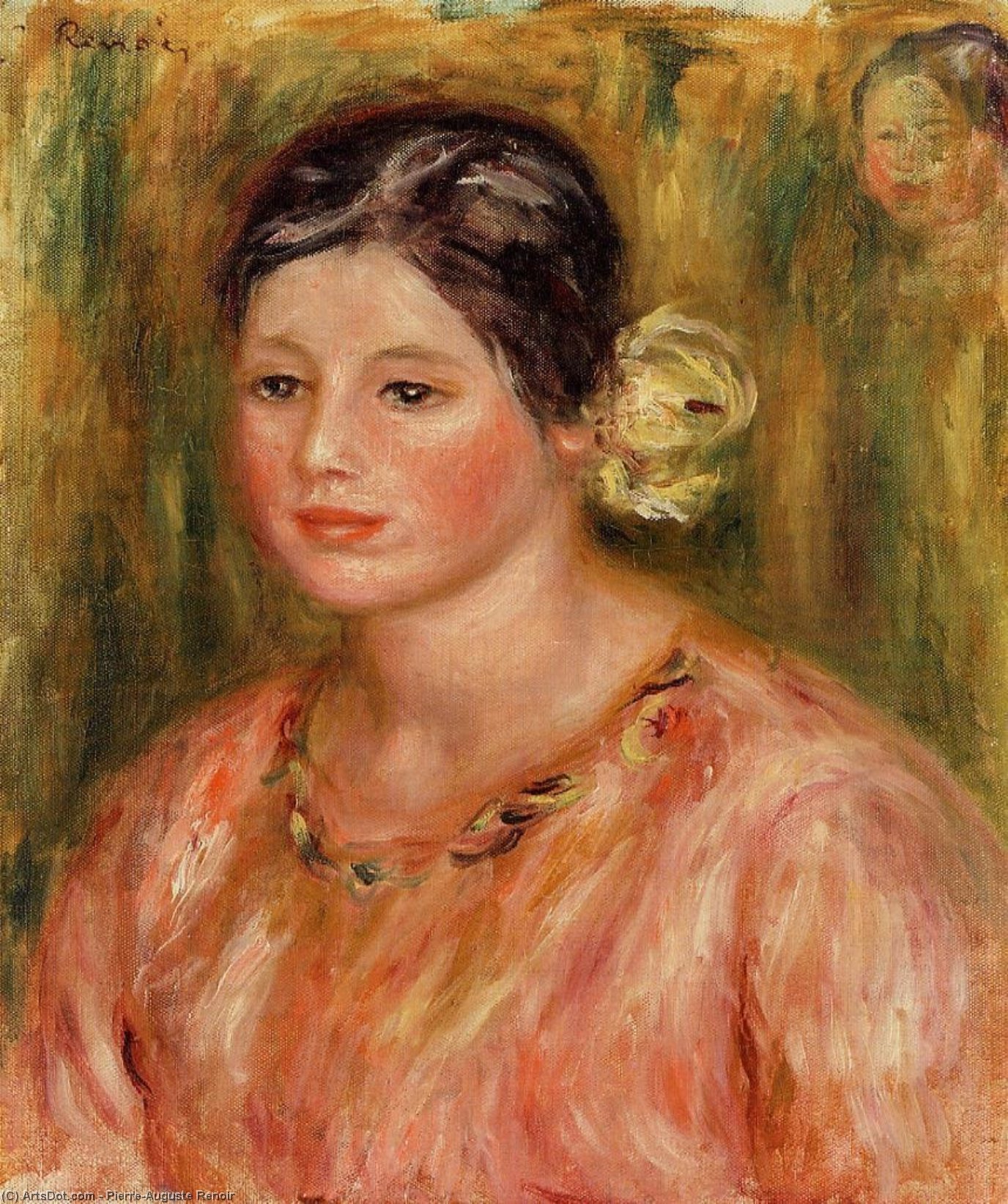 Head Of A Young Girl In Red — Pierre-auguste Renoir