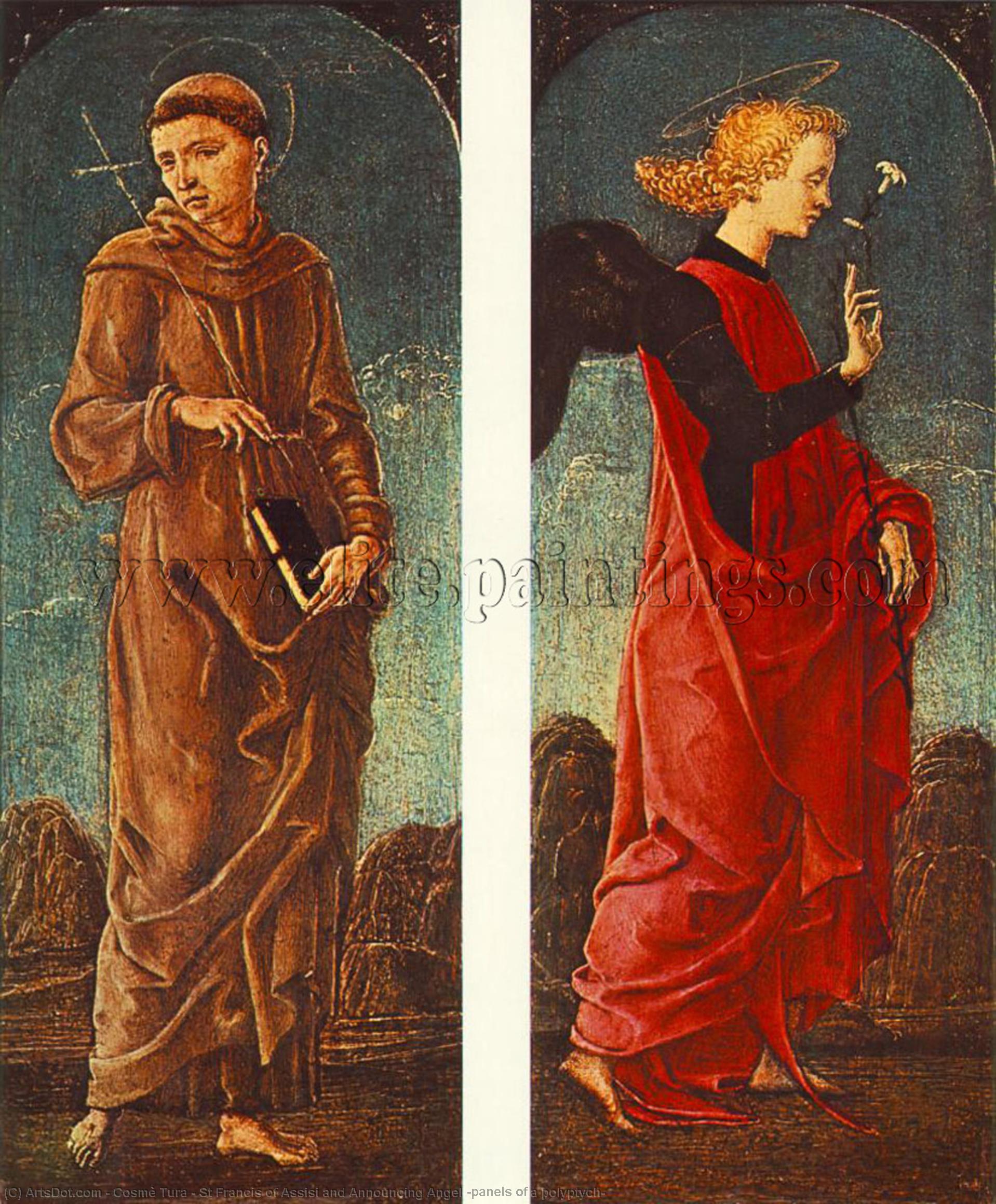 St Francis Of Assisi And Announcing Angel (panels Of A Polyptych) — Cosmè Tura