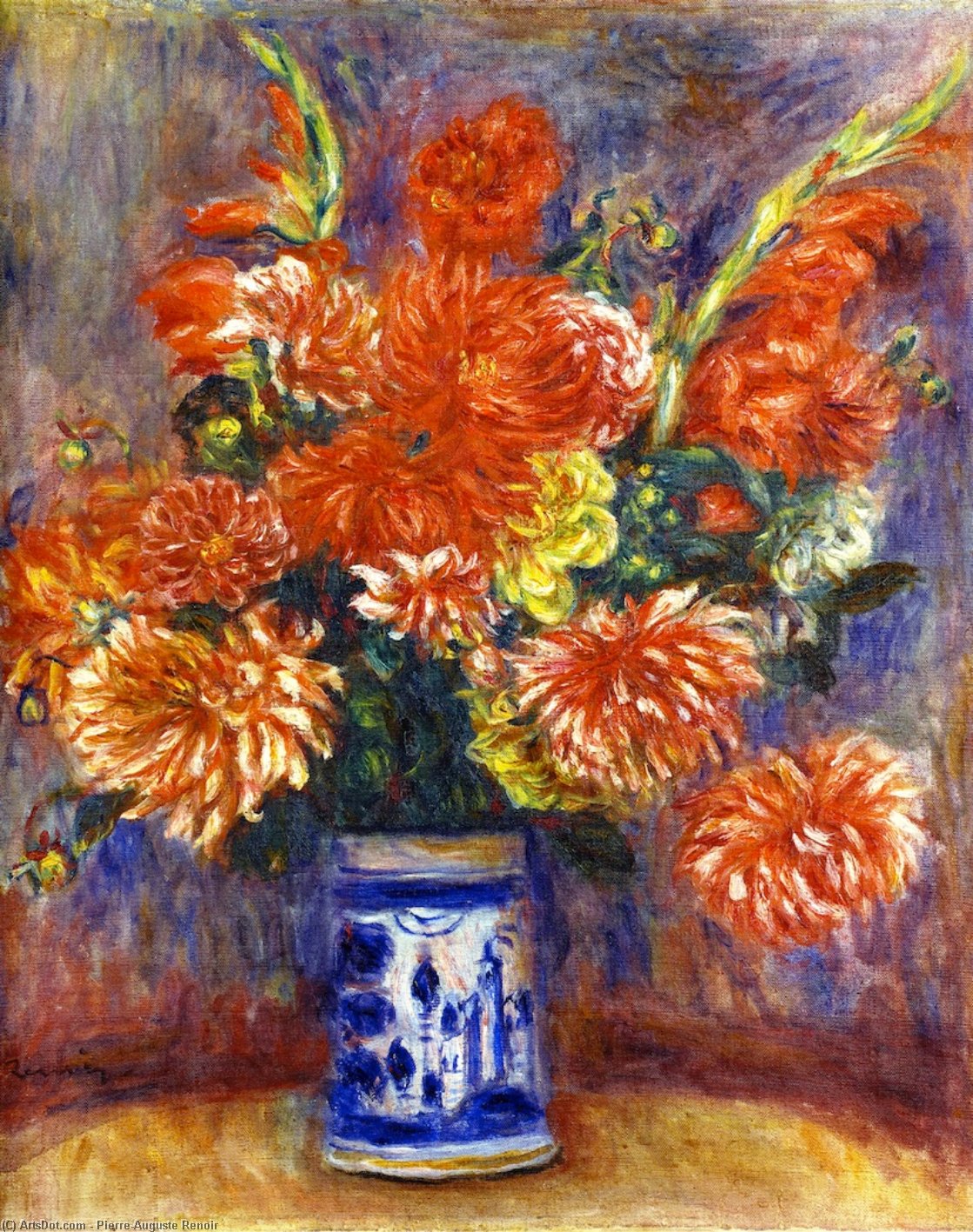 Gladiolos Y Dahlias — Pierre-auguste Renoir