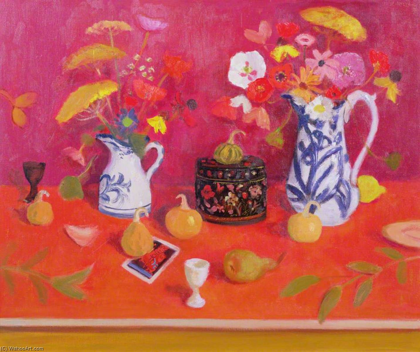 Flowers, Black Box And Gourds — David Mcclure