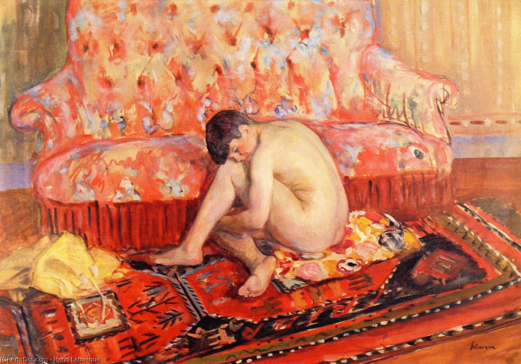 Nude On Red Carpet — Henri Lebasque