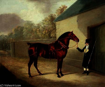 A Carriage Horse And A Groom At A Stable — David Of York Dalby