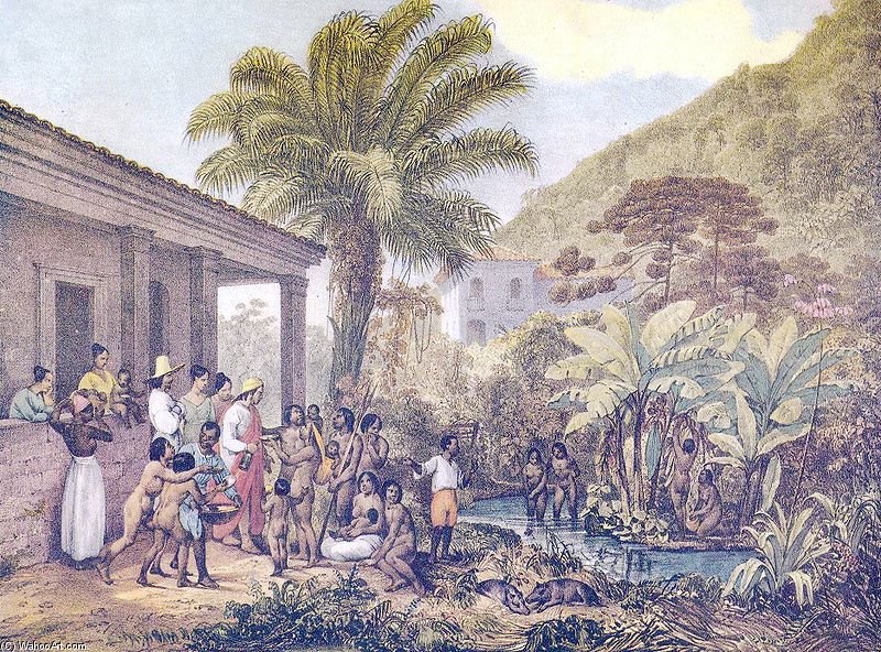 Indians Visiting A Brazilian Farm Plantation In Minas Gerais — Johann Moritz Rugendas