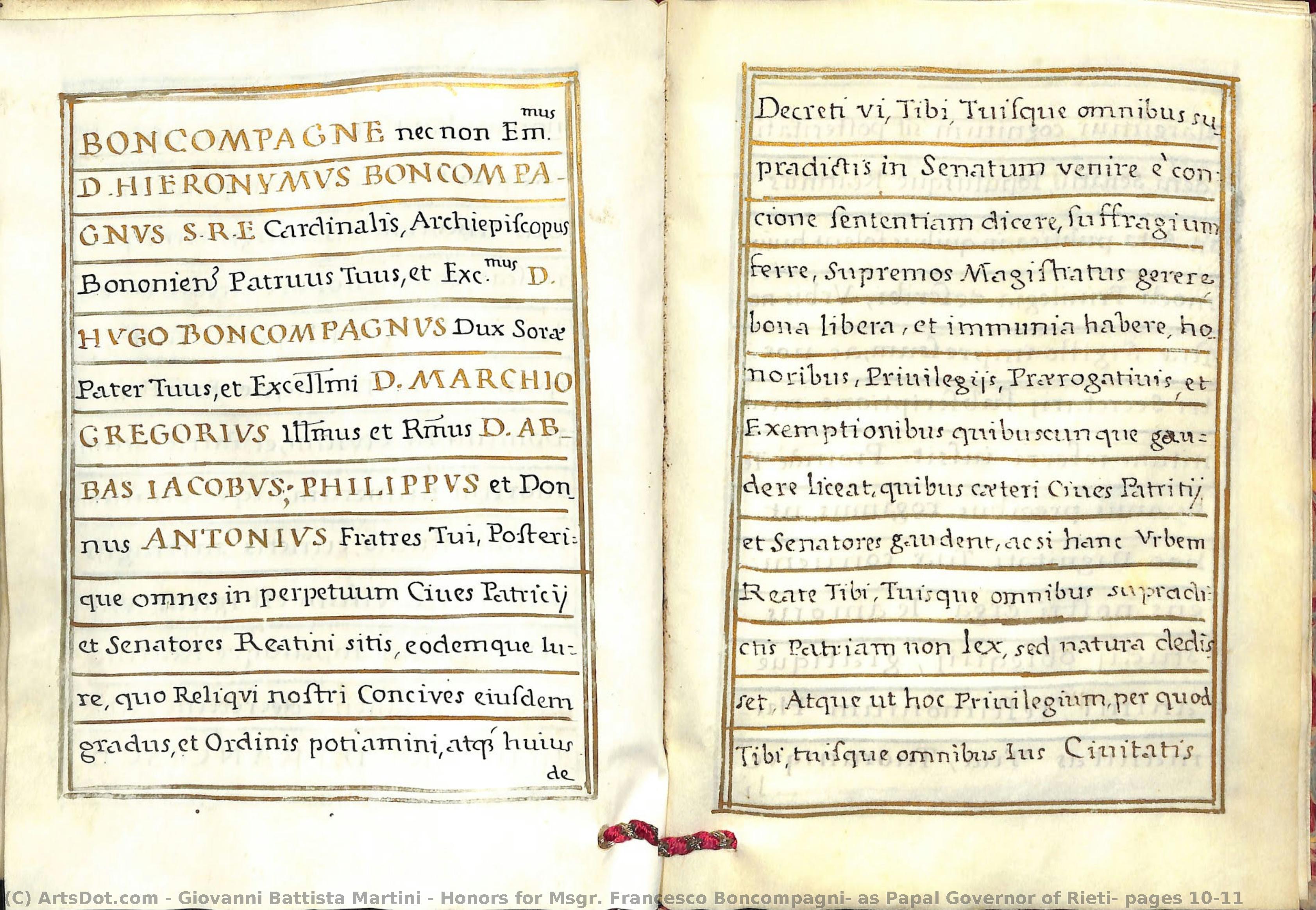 Honors For Msgr. Francesco Boncompagni, As Papal Governor Of Rieti: Pages 10-11 — Giovanni Battista Martini