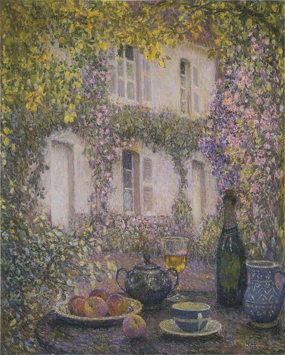 Table At The Mansion With Flowers — Henri Le Sidaner
